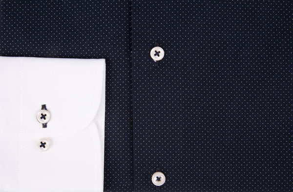 Two-Tone Pin Dot Print Dress Shirt